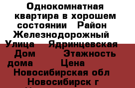 Однокомнатная квартира в хорошем состоянии › Район ­ Железнодорожный › Улица ­  Ядринцевская › Дом ­ 18 › Этажность дома ­ 15 › Цена ­ 11 800 - Новосибирская обл., Новосибирск г. Недвижимость » Квартиры аренда   